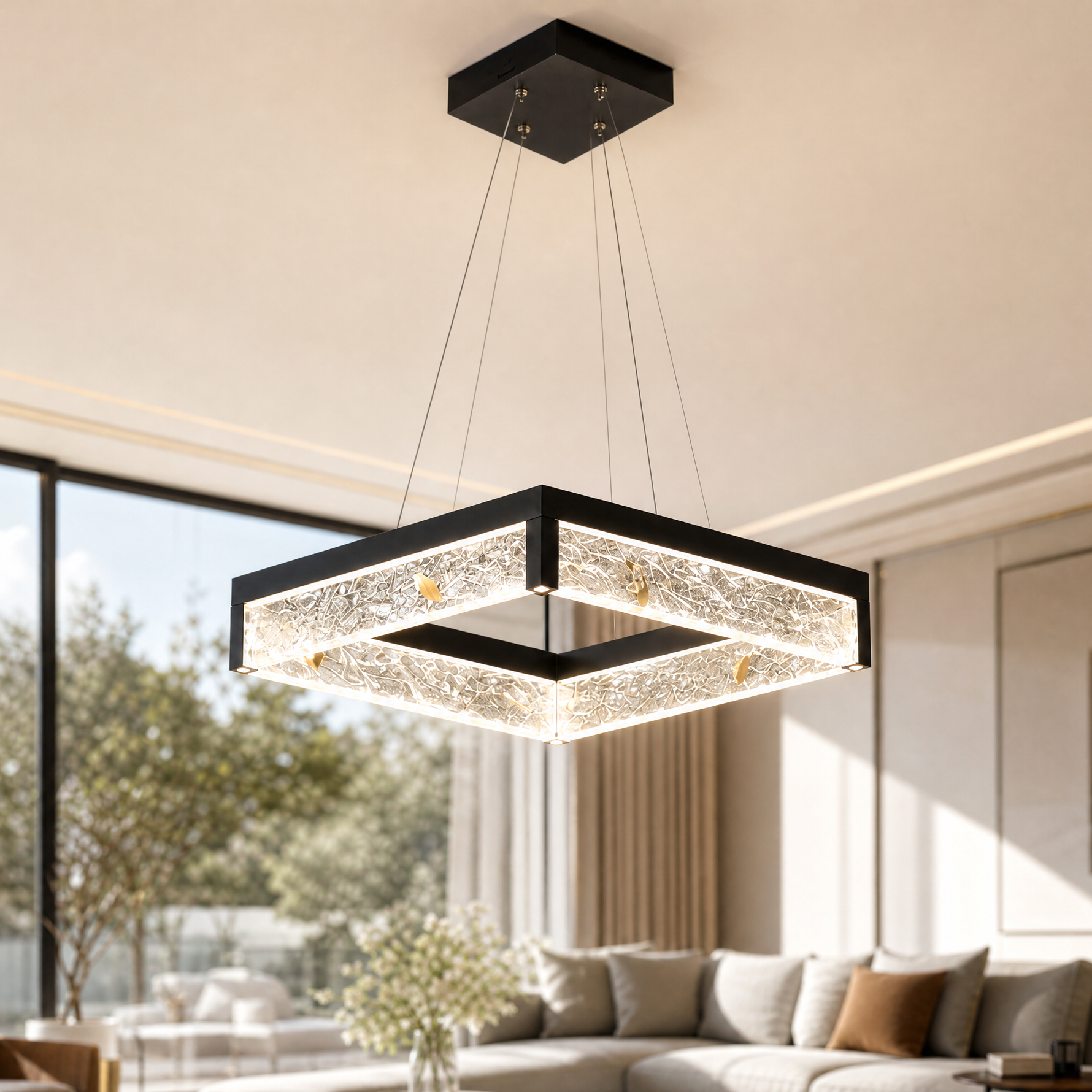 Luminous Cube Modern Sculptural Pendant Light