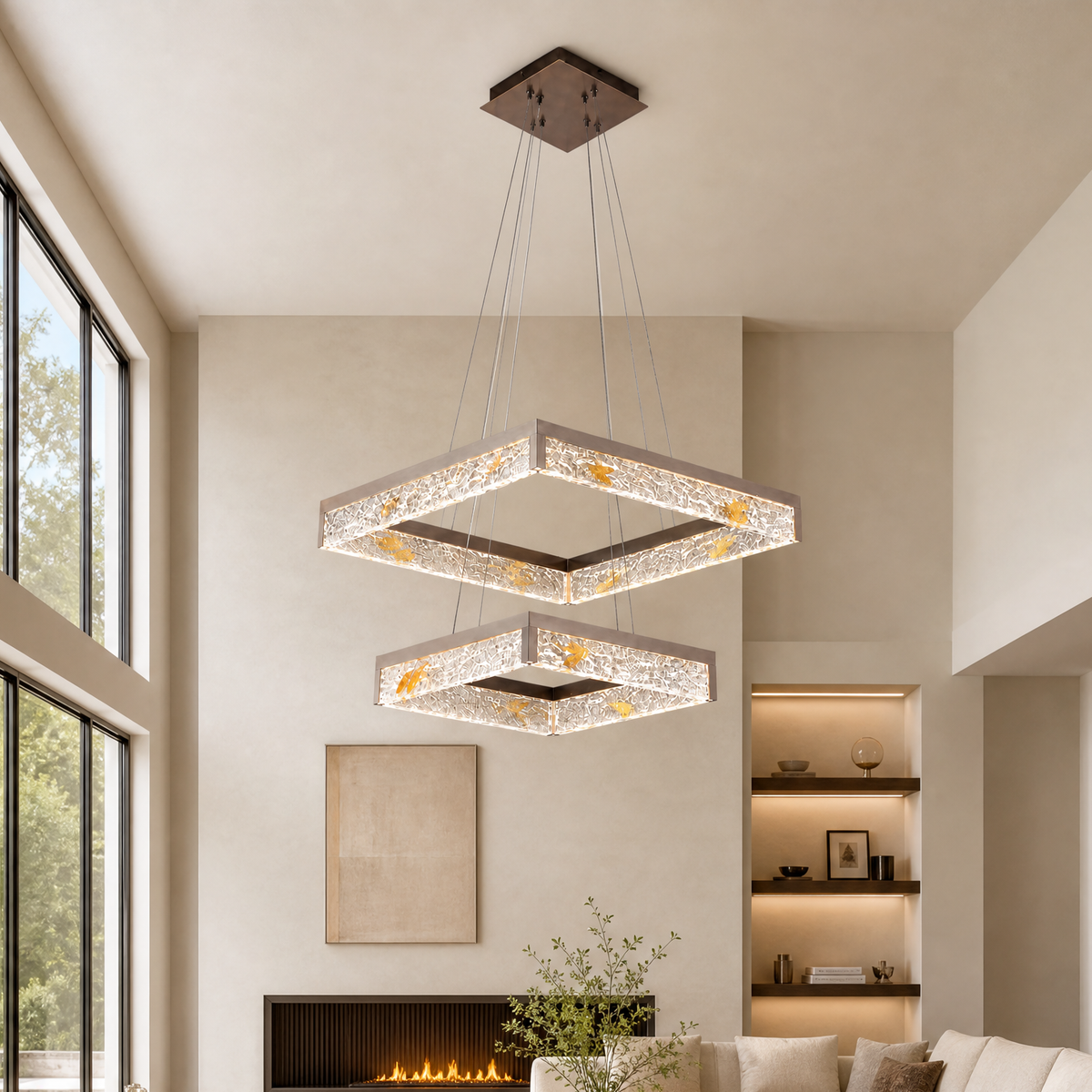 Luminous Cube Modern Sculptural Pendant Light