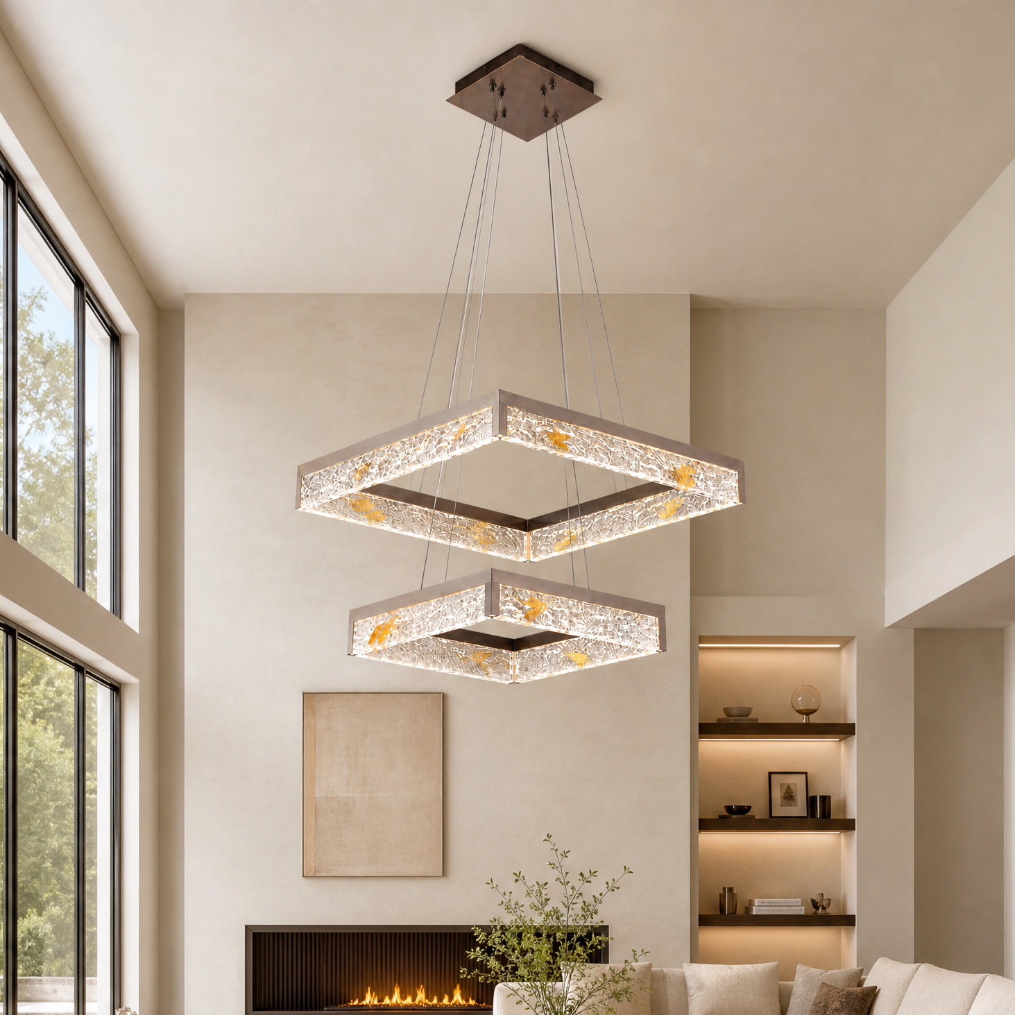 Luminous Cube Modern Sculptural Pendant Light