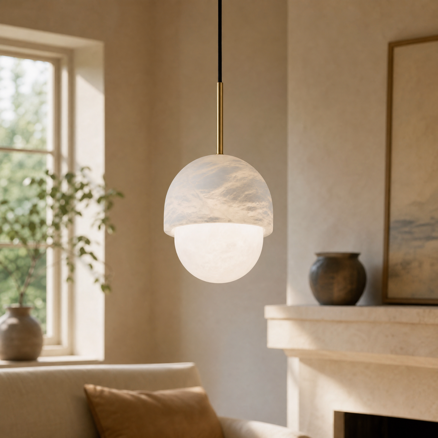 Luna Alabaster Globe Pendant Light