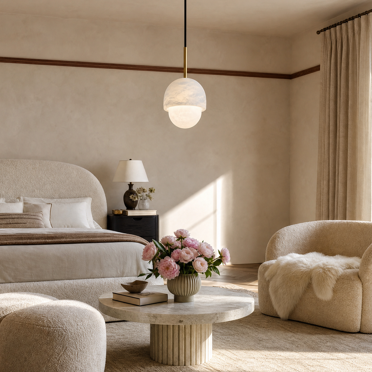 Luna Alabaster Globe Pendant Light