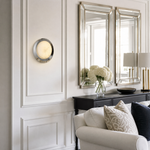 Luna Disc Chrome Bezel Alabaster Wall Sconce