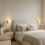 Luna Disc Compact Orb Alabaster Black Wall Sconce