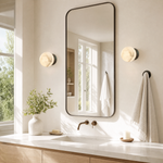 Luna Disc Compact Orb Alabaster Black Wall Sconce