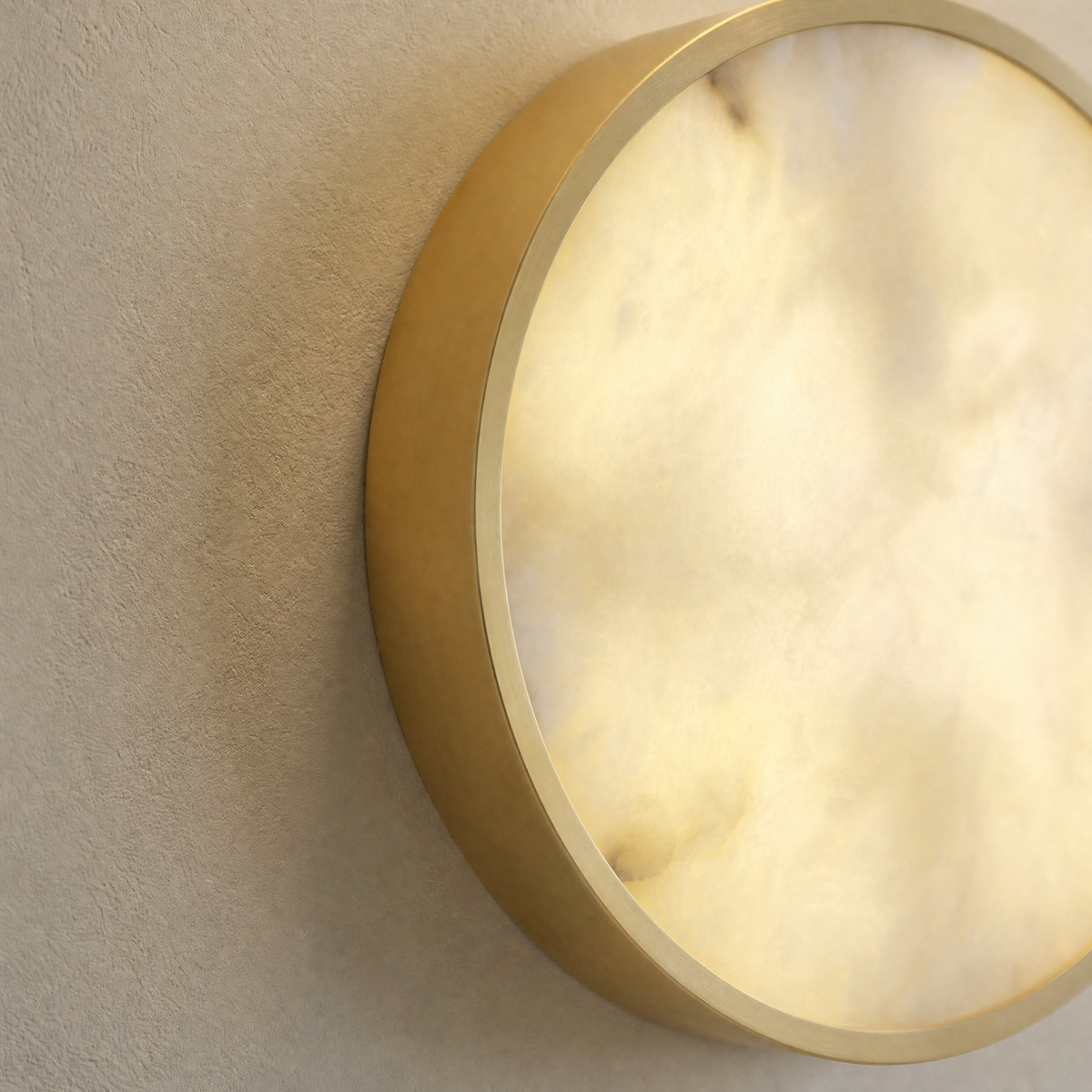 Luna Disc Oversized Flush Alabaster Wall Sconce