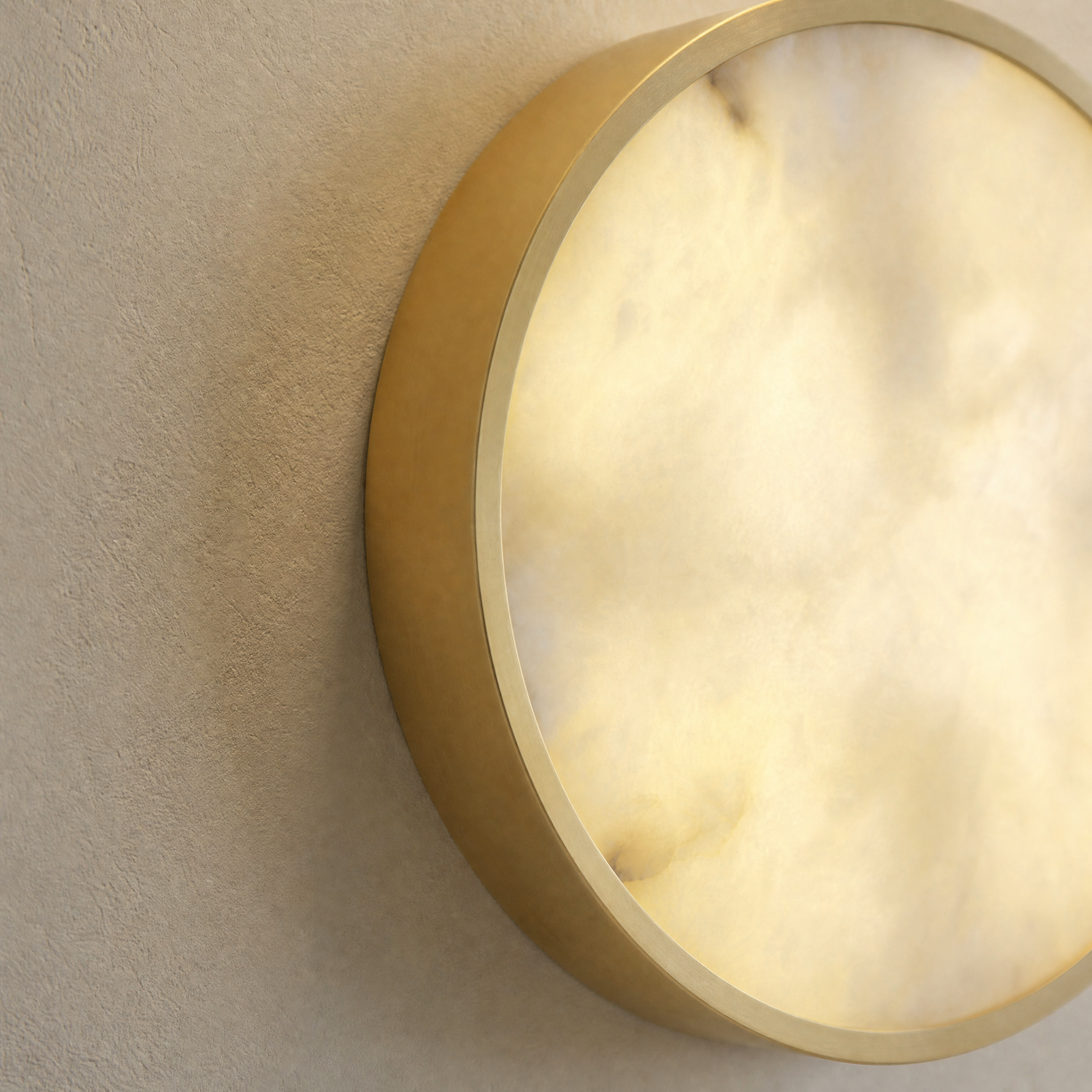 Luna Disc Oversized Flush Alabaster Wall Sconce