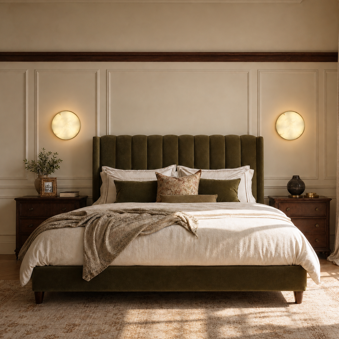 Luna Disc Oversized Flush Alabaster Wall Sconce