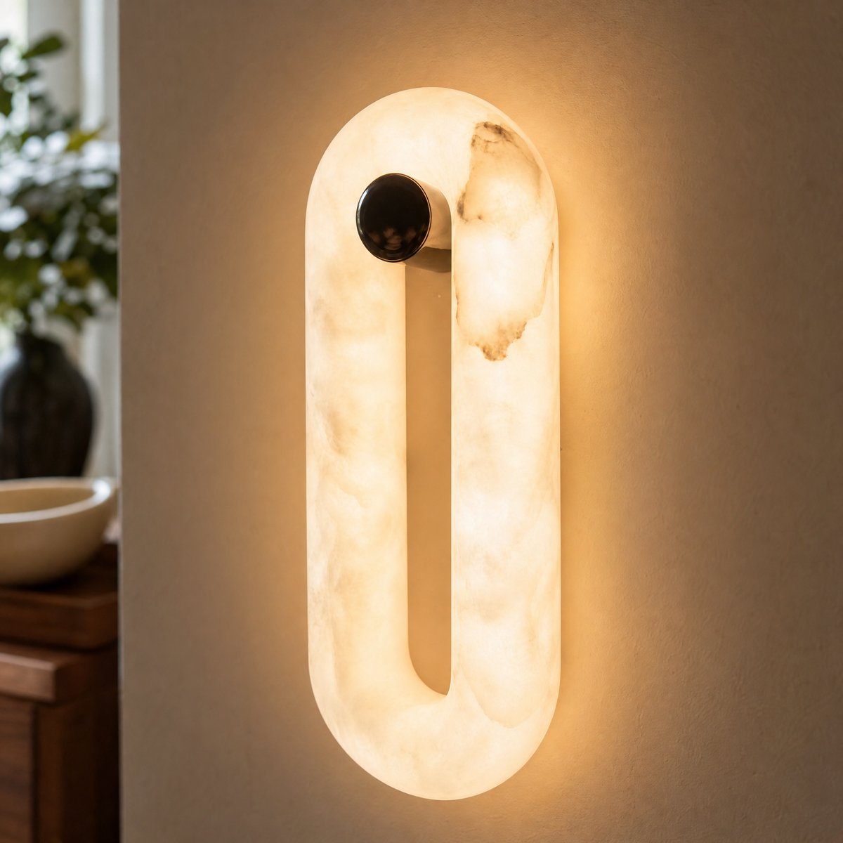Luna Oval Alabaster Wall Sconce