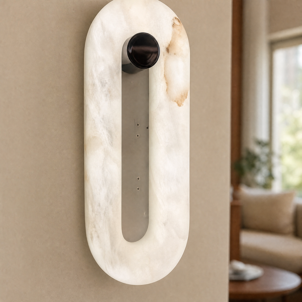 Luna Oval Alabaster Wall Sconce