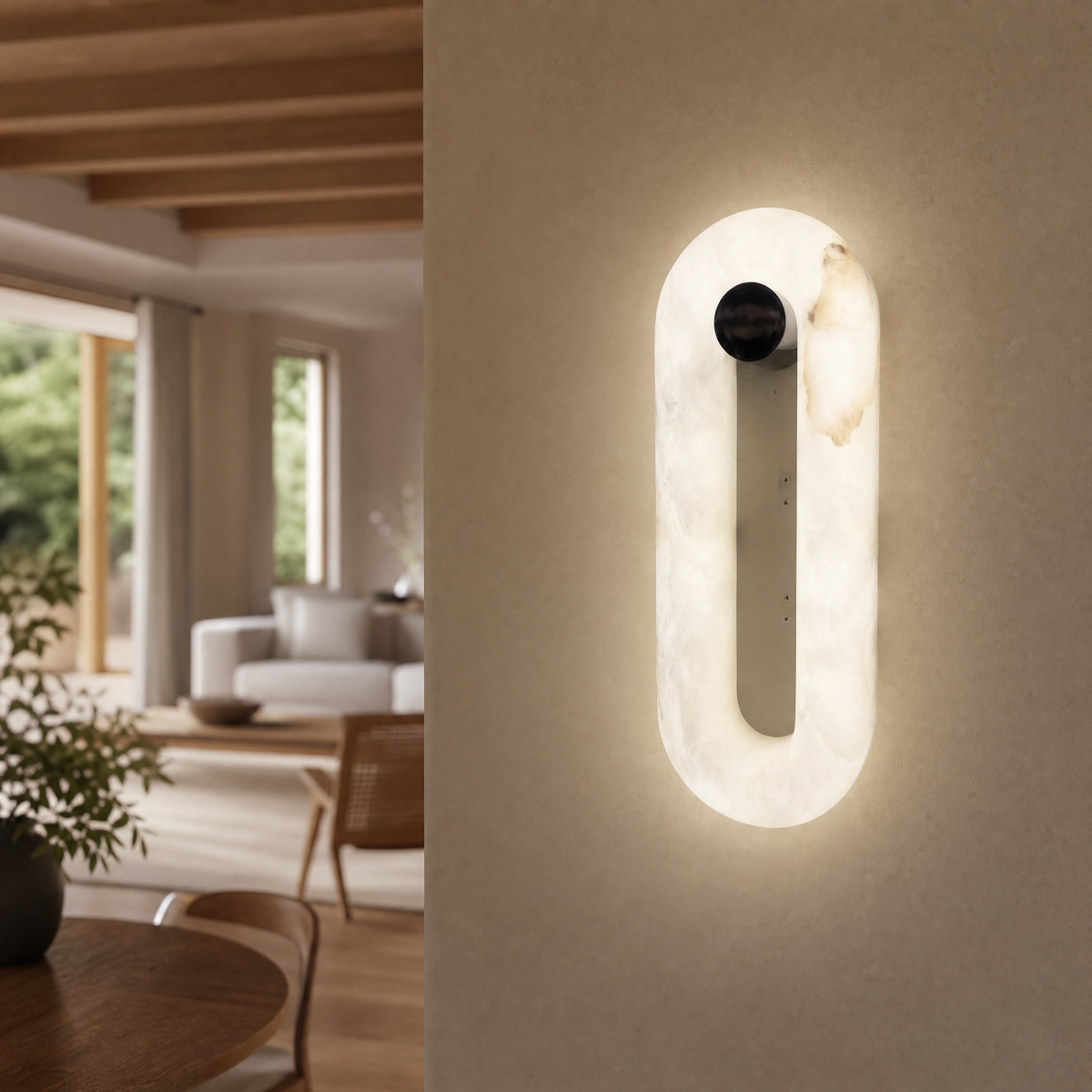 Luna Oval Alabaster Wall Sconce