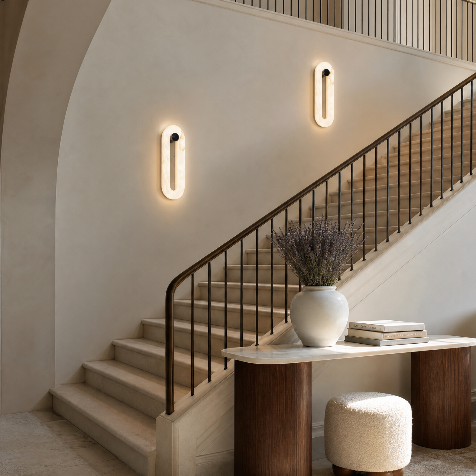 Luna Oval Alabaster Wall Sconce