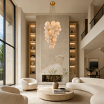 Luxury Gold & White Alabaster Globe Chandelier – 39" Diameter