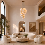 Luxury Gold & White Alabaster Globe Chandelier – 39" Diameter