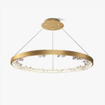 Luxurious Gold Circle Crystal Chandelier with LED Warm Light