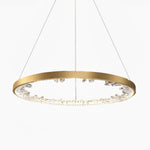Luxurious Gold Circle Crystal Chandelier with LED Warm Light