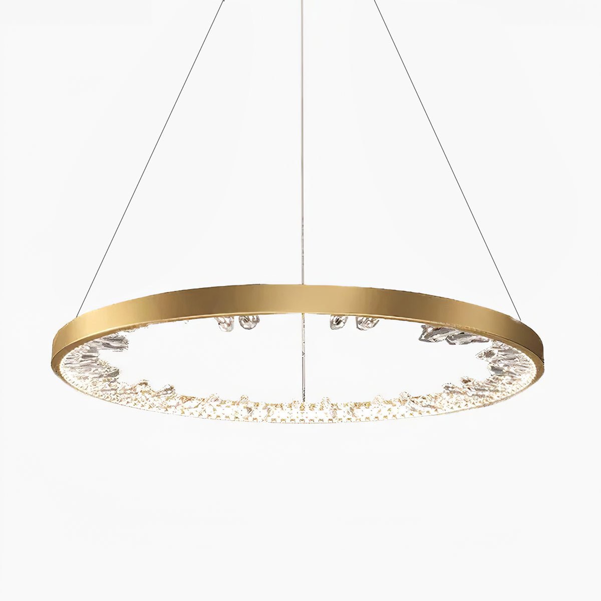 Luxurious Gold Circle Crystal Chandelier with LED Warm Light