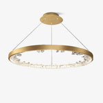 Luxurious Gold Circle Crystal Chandelier with LED Warm Light