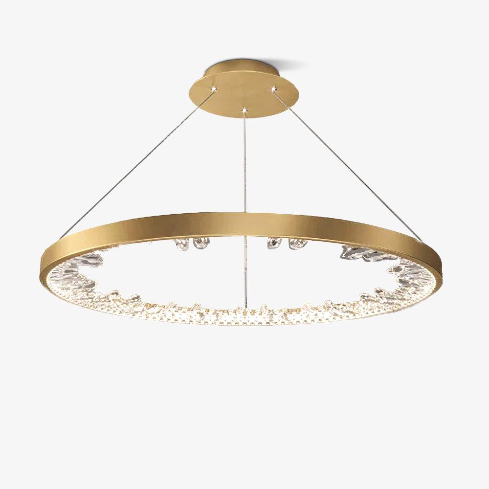 Luxurious Gold Circle Crystal Chandelier with LED Warm Light
