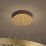 Luxurious Gold Circle Crystal Chandelier with LED Warm Light
