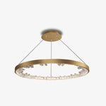 Luxurious Gold Circle Crystal Chandelier with LED Warm Light