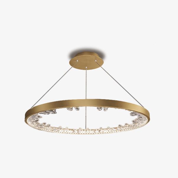 Luxurious Gold Circle Crystal Chandelier with LED Warm Light