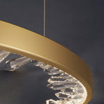 Luxurious Gold Circle Crystal Chandelier with LED Warm Light