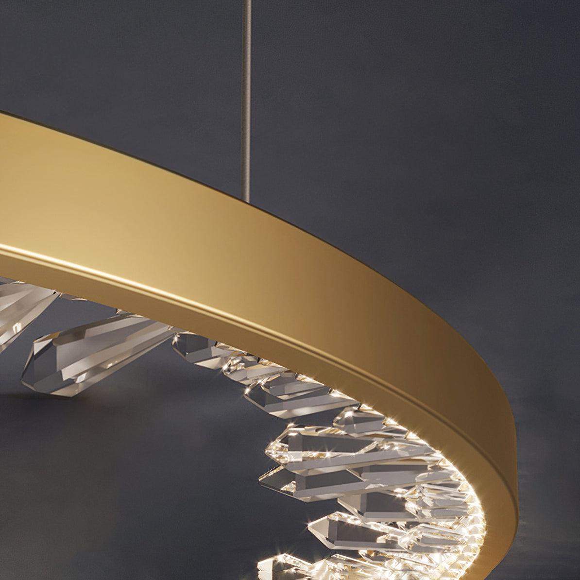 Luxurious Gold Circle Crystal Chandelier with LED Warm Light