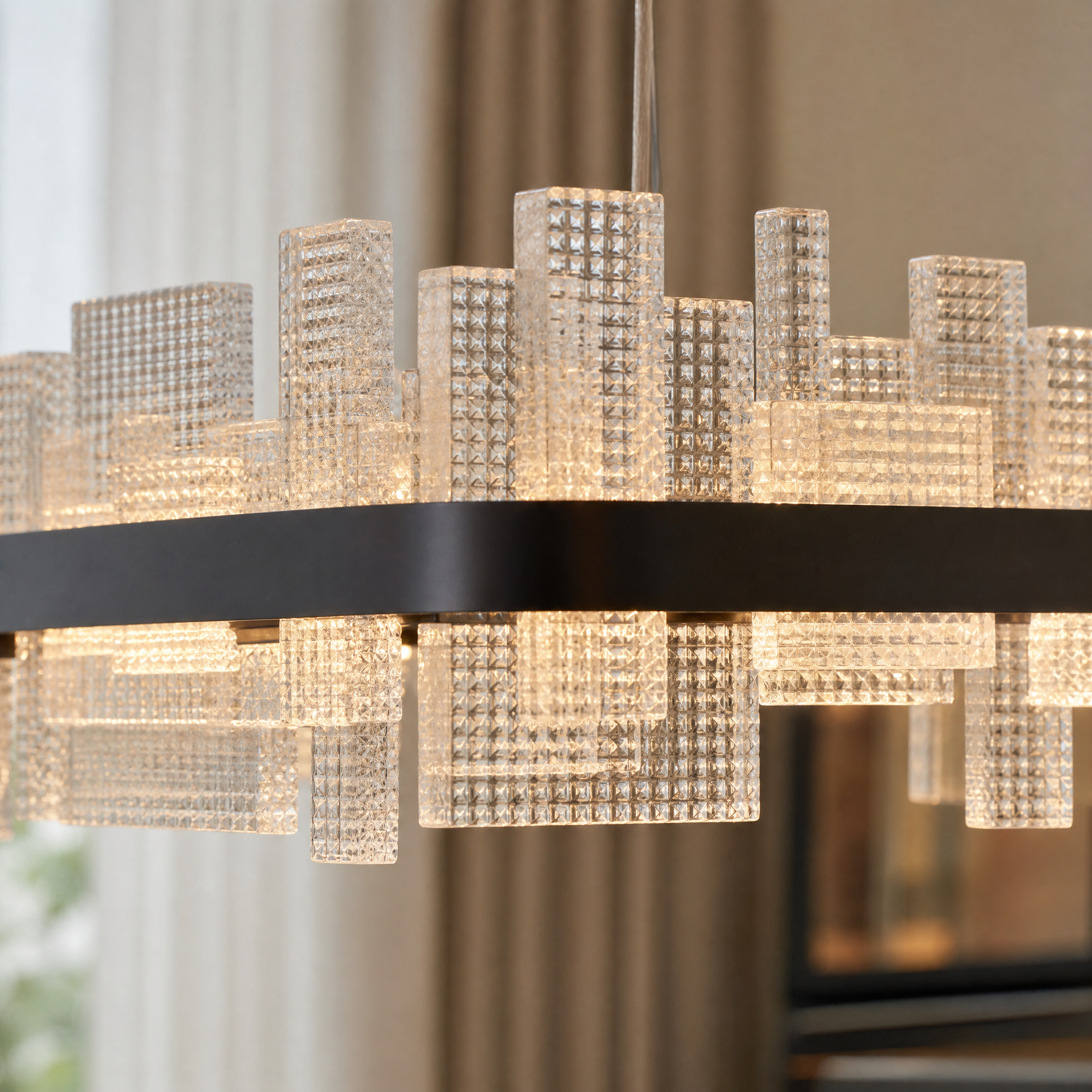Lyra Glass Linear Chandelier 43"