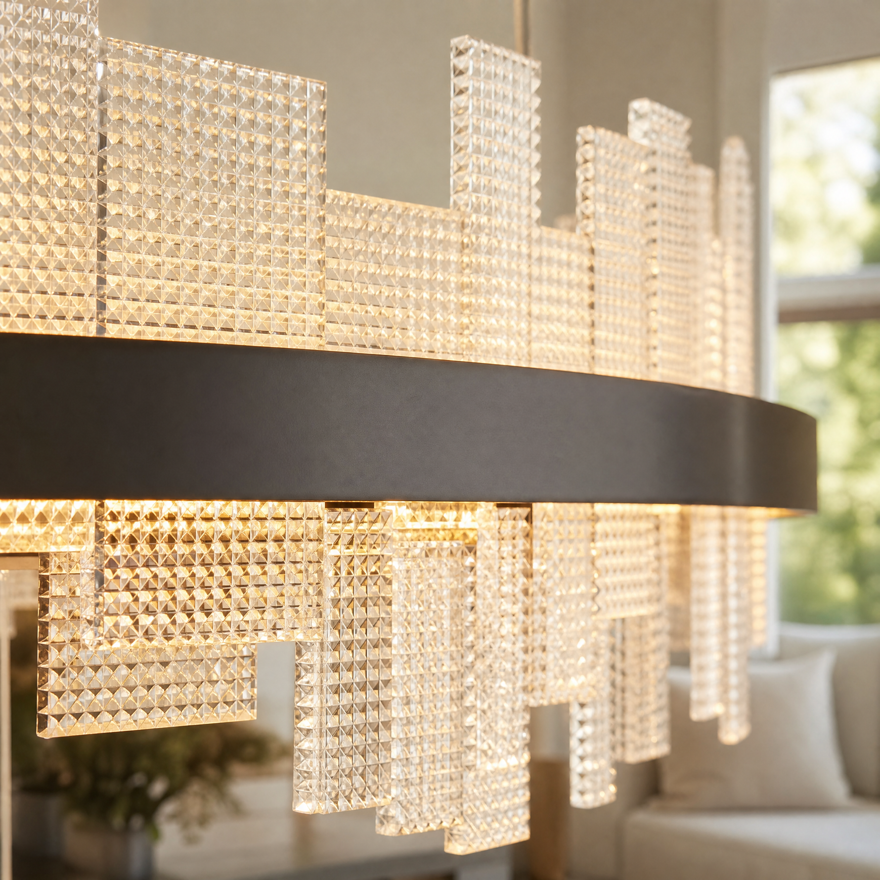 Lyra Glass Linear Chandelier 43"