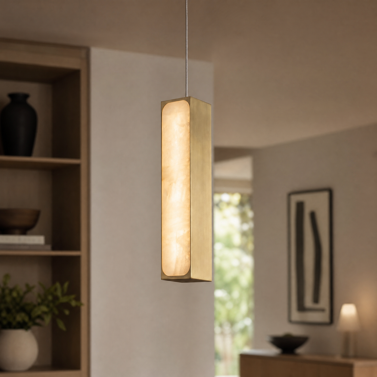 Mabel Brass Alabaster Pendant Light