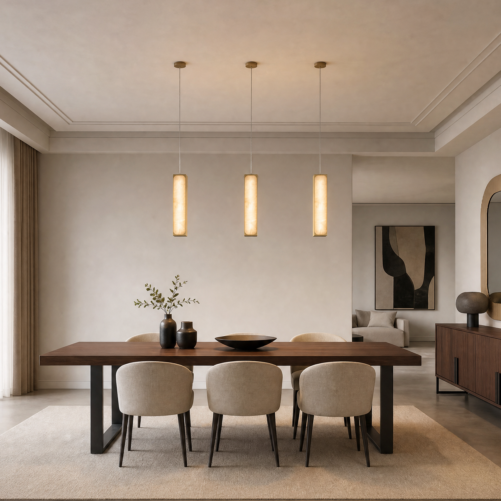 Mabel Brass Alabaster Pendant Light