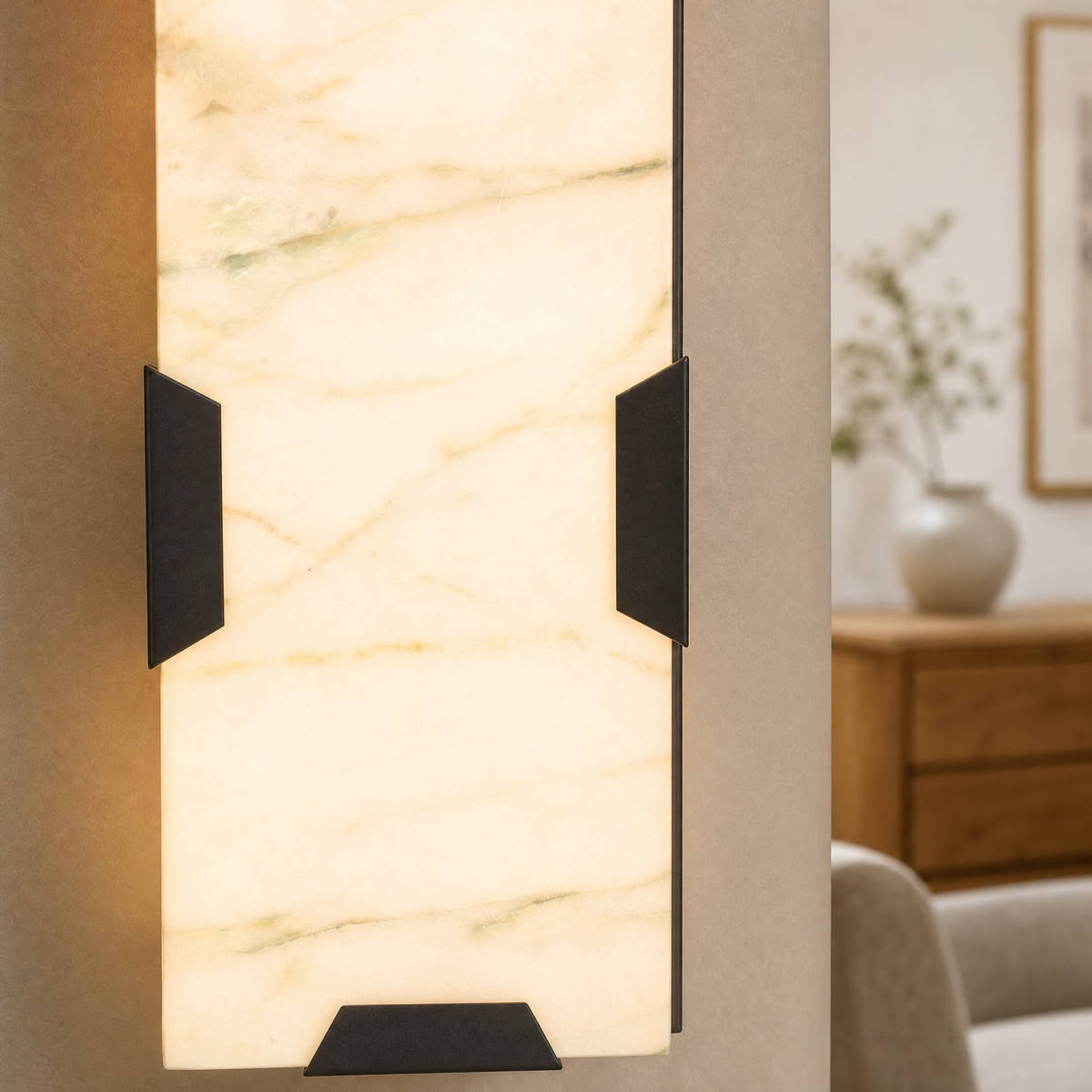 Majestone Clip Stone Panel Wall Sconce
