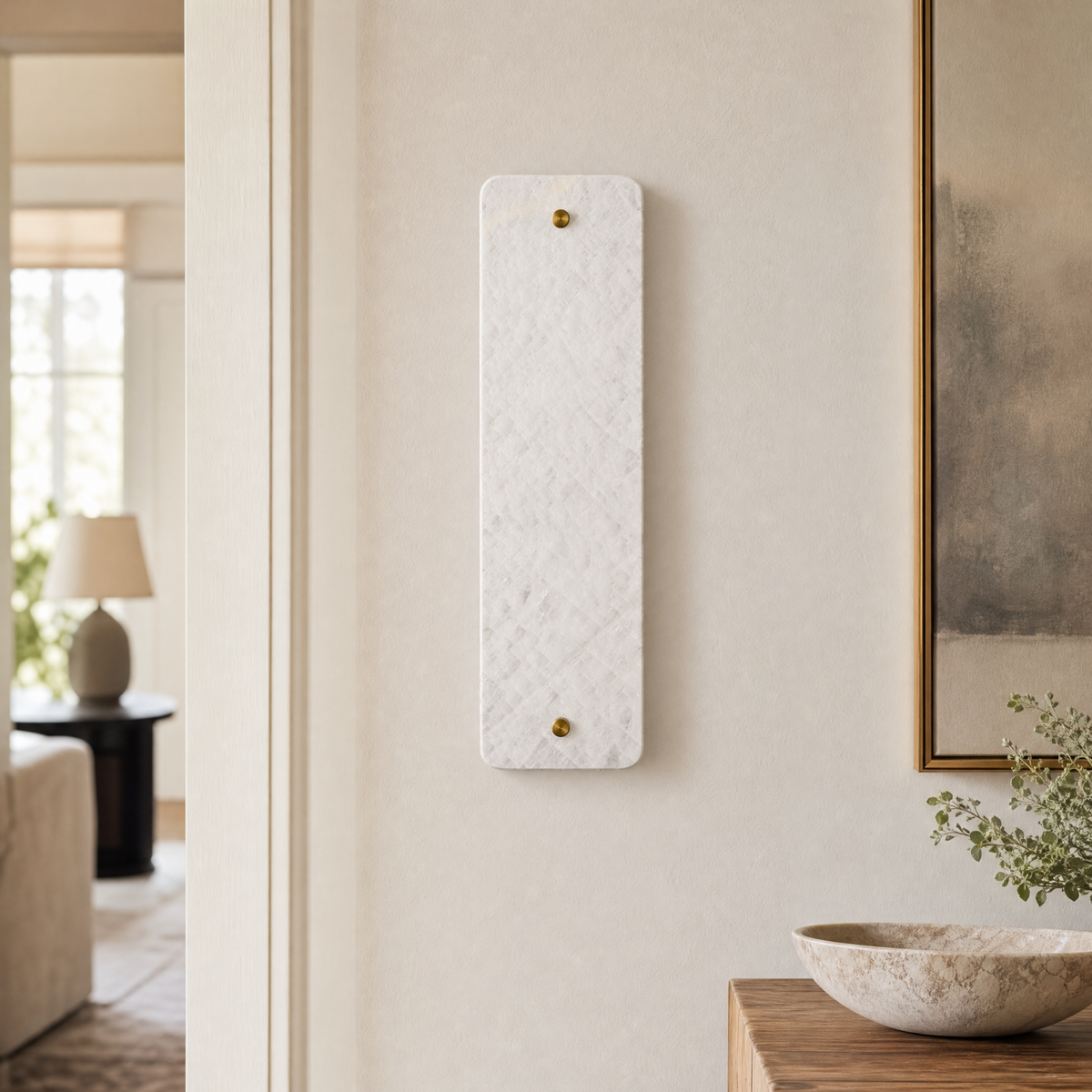Modern Wall Sconce Natural Stone Panel Gold W4.3" for Hallway Bedroom