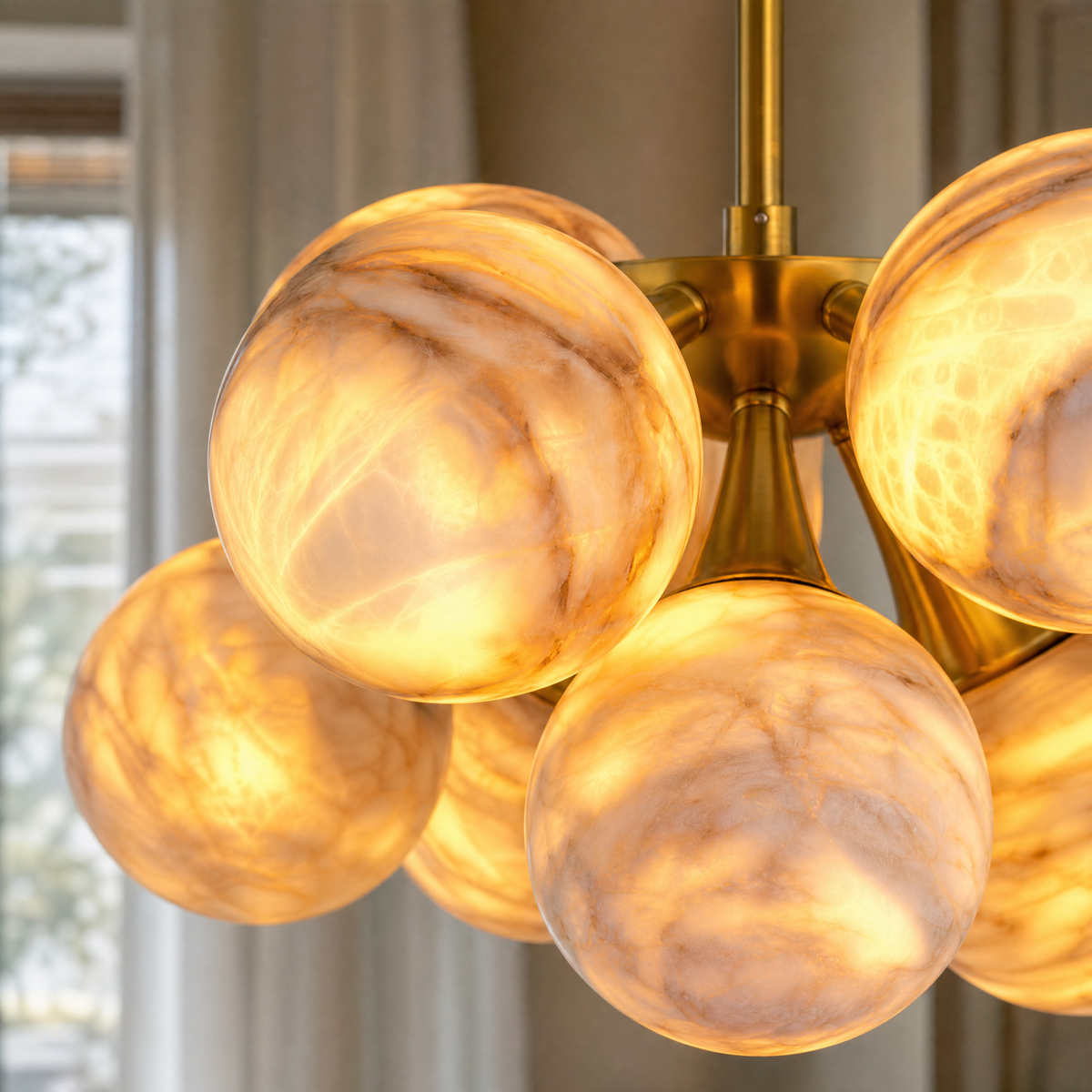 Marble Ball Triangle Circle Hanger - Copper Color