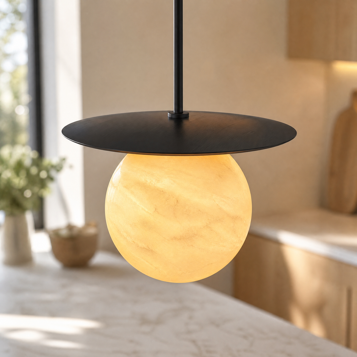 Marble Globe Pendant - Black