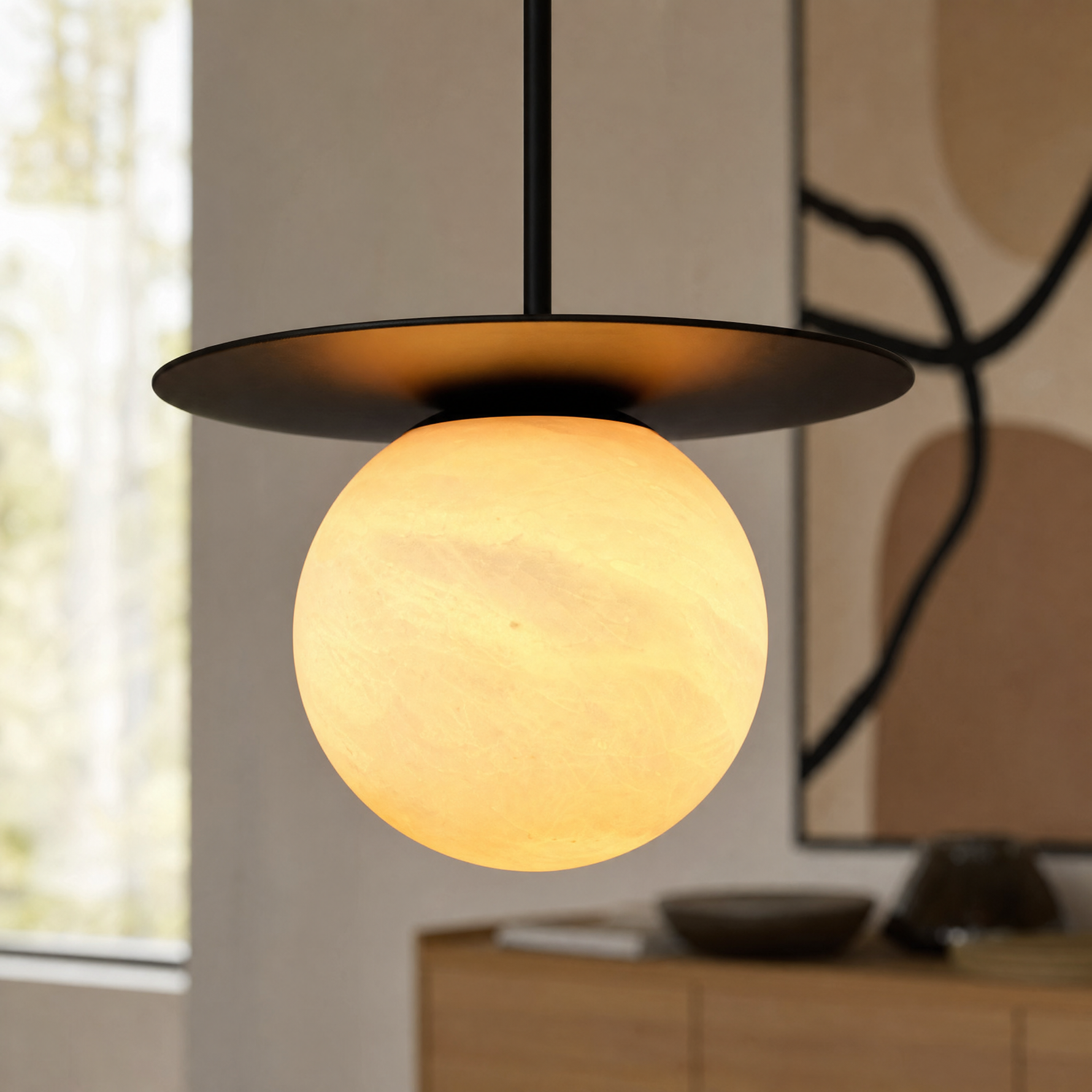 Marble Globe Pendant - Black