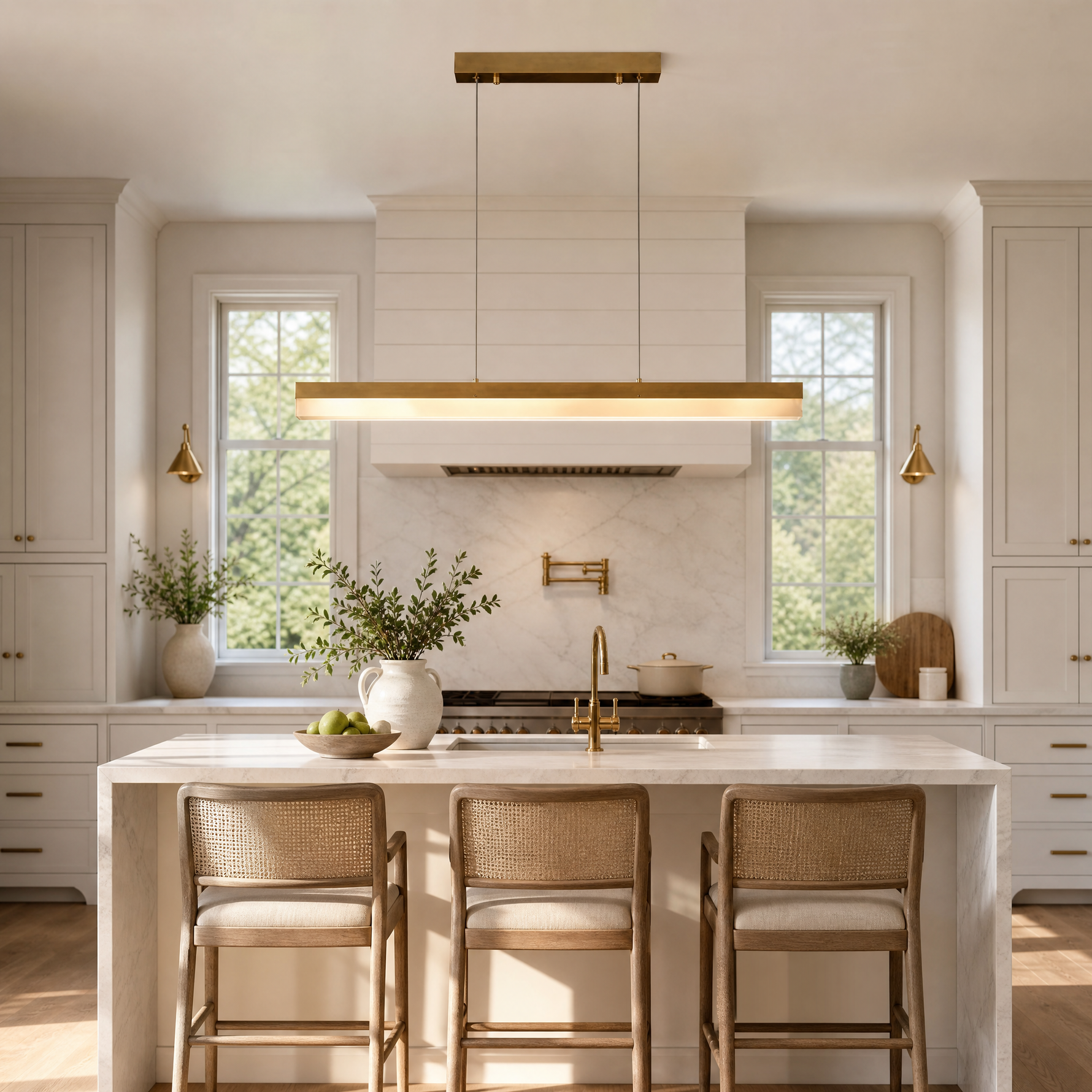 Marble Linear Dining Pendant 1200 - Copper