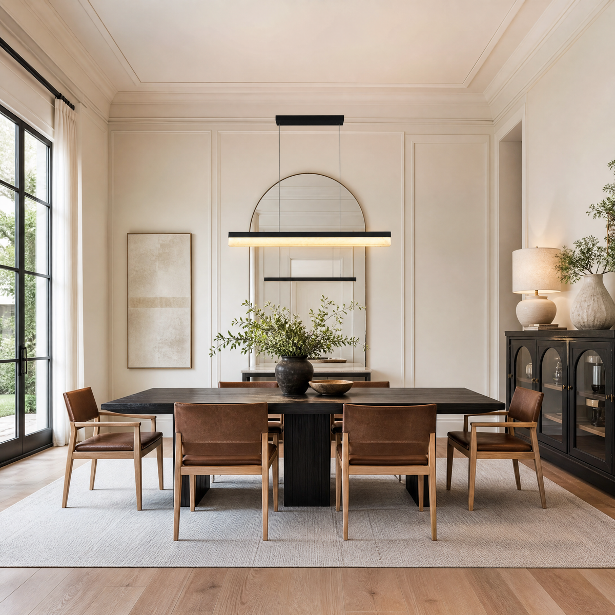 Marble Linear Dining Pendant 1200 - Matte Black