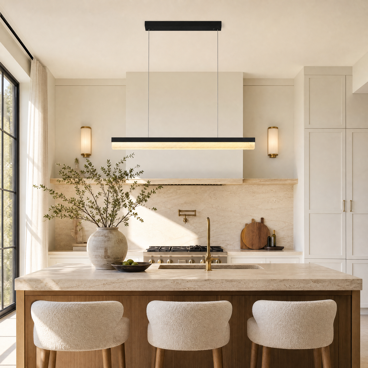 Marble Linear Dining Pendant 1200 - Matte Black