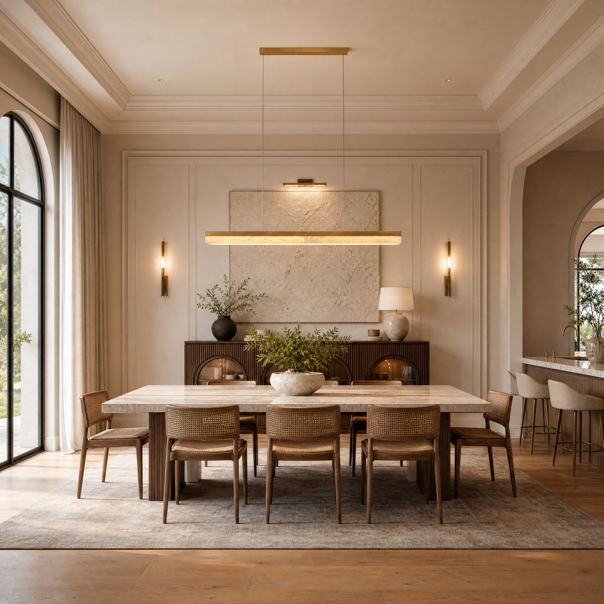 Marble Linear Dining Pendant 1500 - Copper