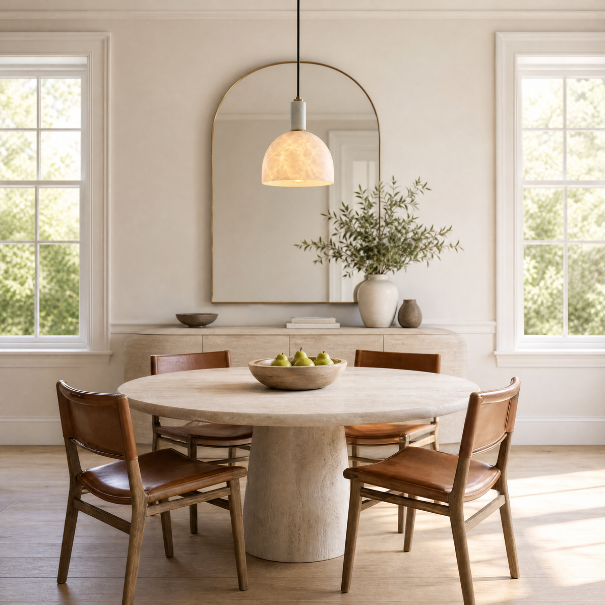 Marble Shade Pendant - Antique Copper