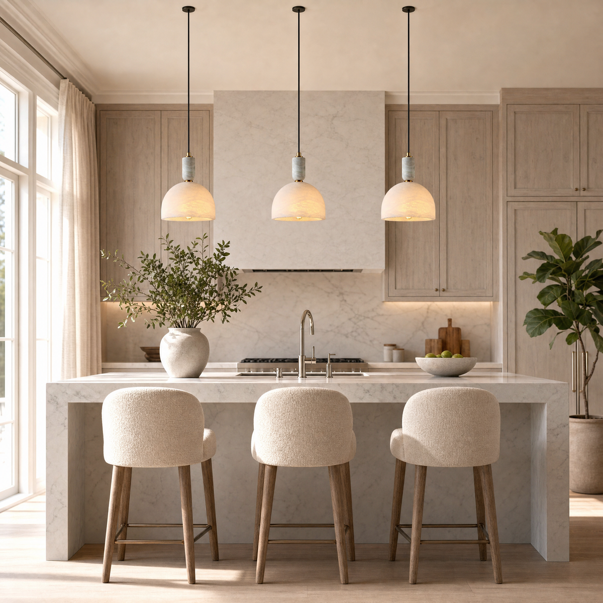 Marble Shade Pendant - Antique Copper