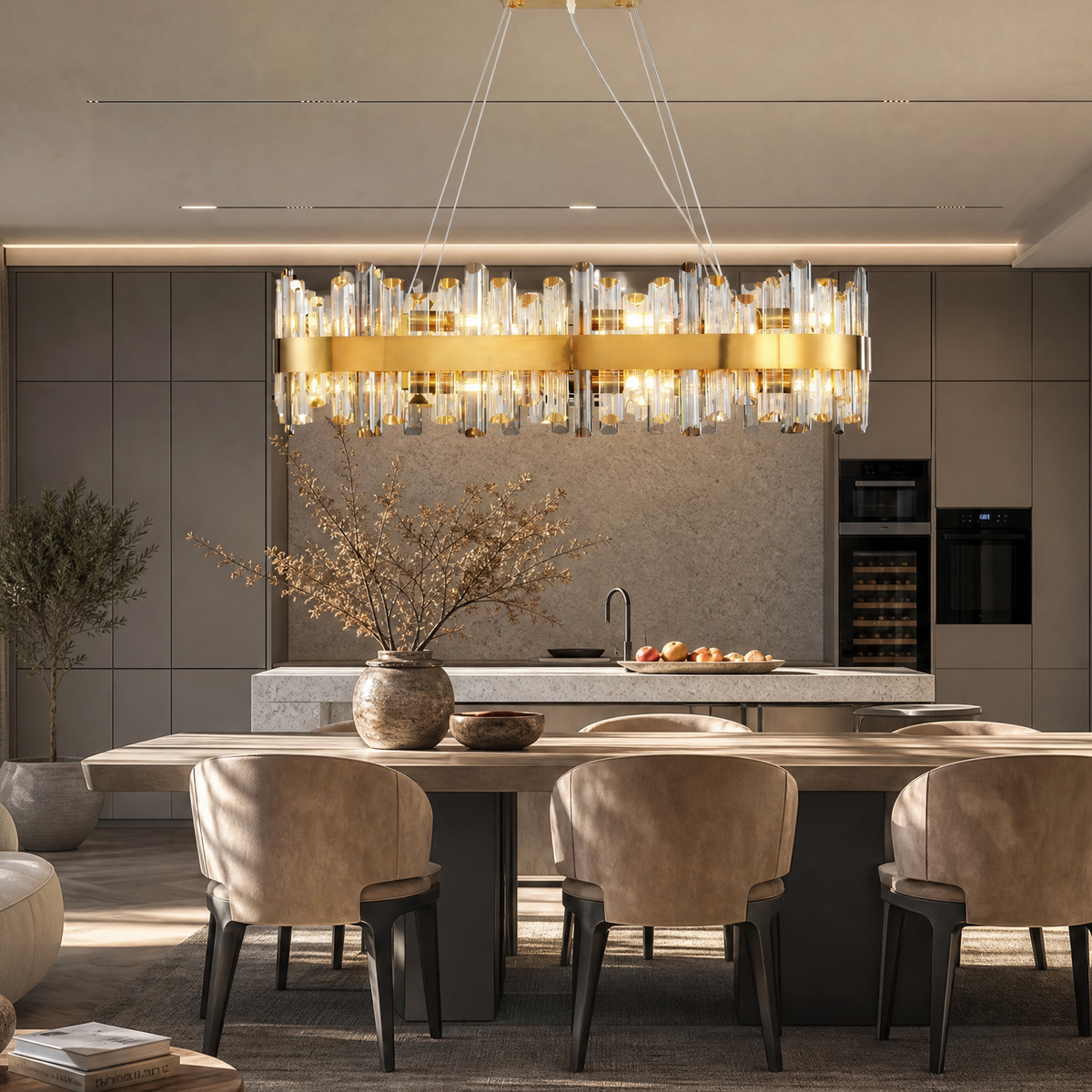 Marble Square Large Ring Pendant Light-770 - Nickel/Black (Two Bases)