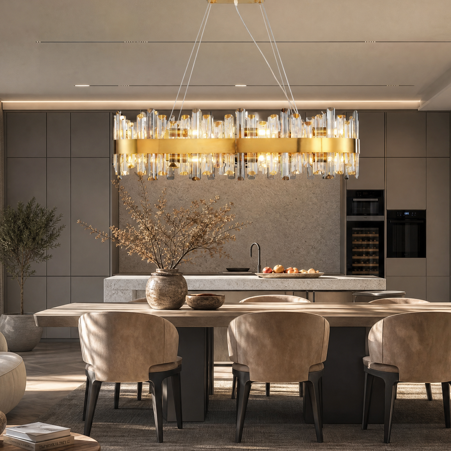 Marble Square Large Ring Pendant Light-770 - Nickel/Black (Two Bases)
