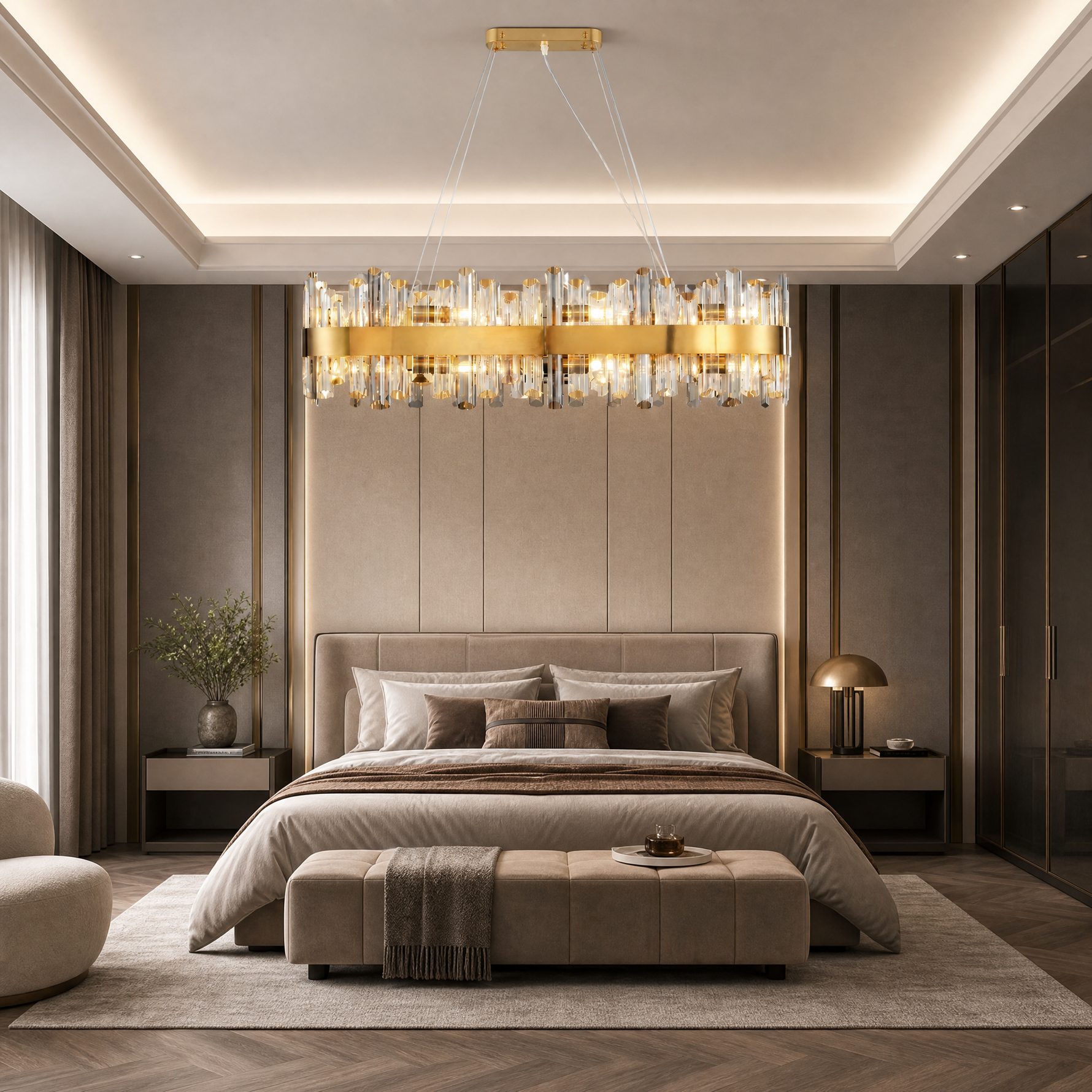 Marble Square Large Ring Pendant Light-770 - Nickel/Black (Two Bases)