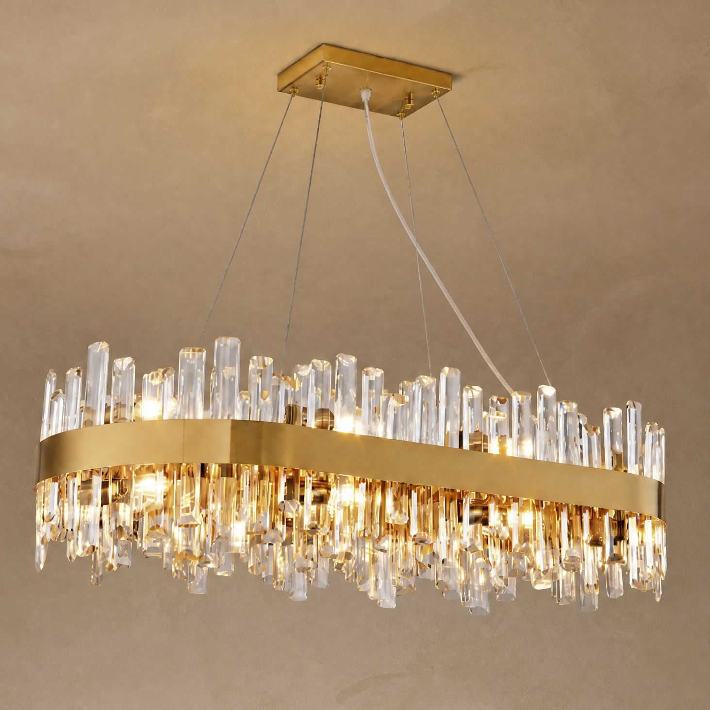 Marble Square Large Ring Pendant Light-770 - Nickel/Black (Two Bases)