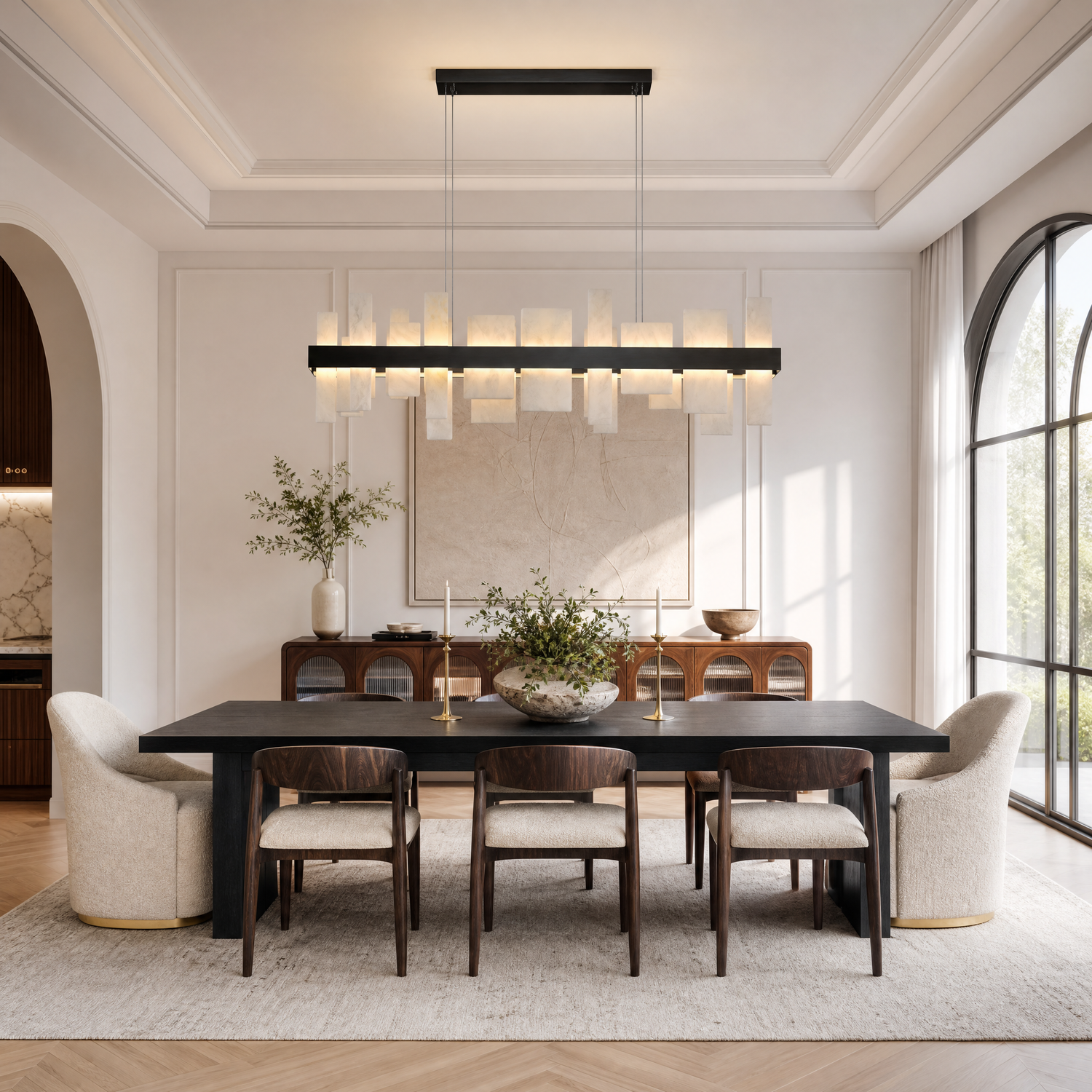 Marble Tile Linear Dining Pendant 1200 - Black