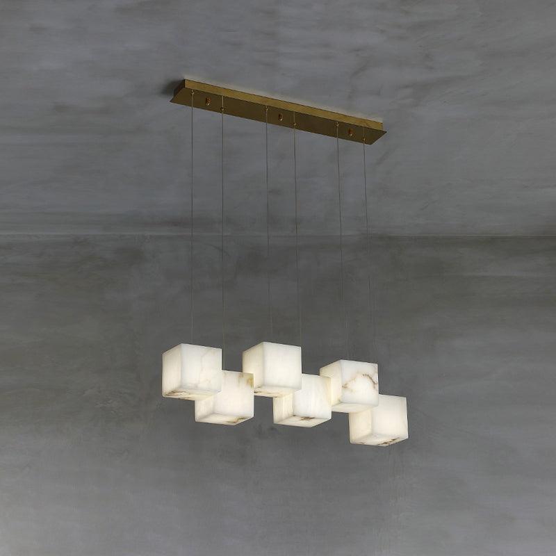 Elegant Alabaster Box Chandelier with LED or Edison Options
