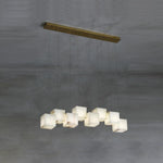 Elegant Alabaster Box Chandelier with LED or Edison Options