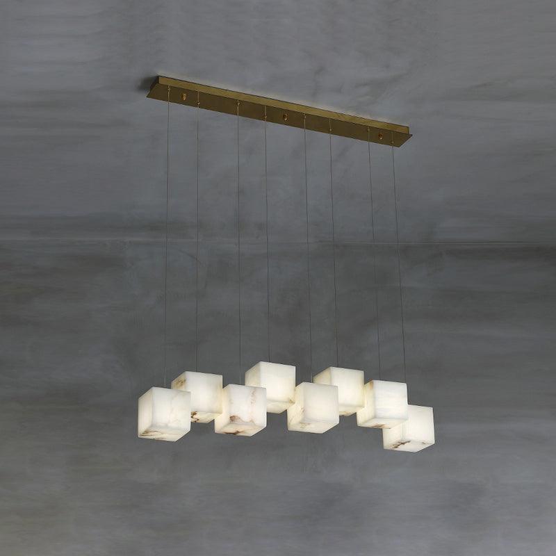 Elegant Alabaster Box Chandelier with LED or Edison Options